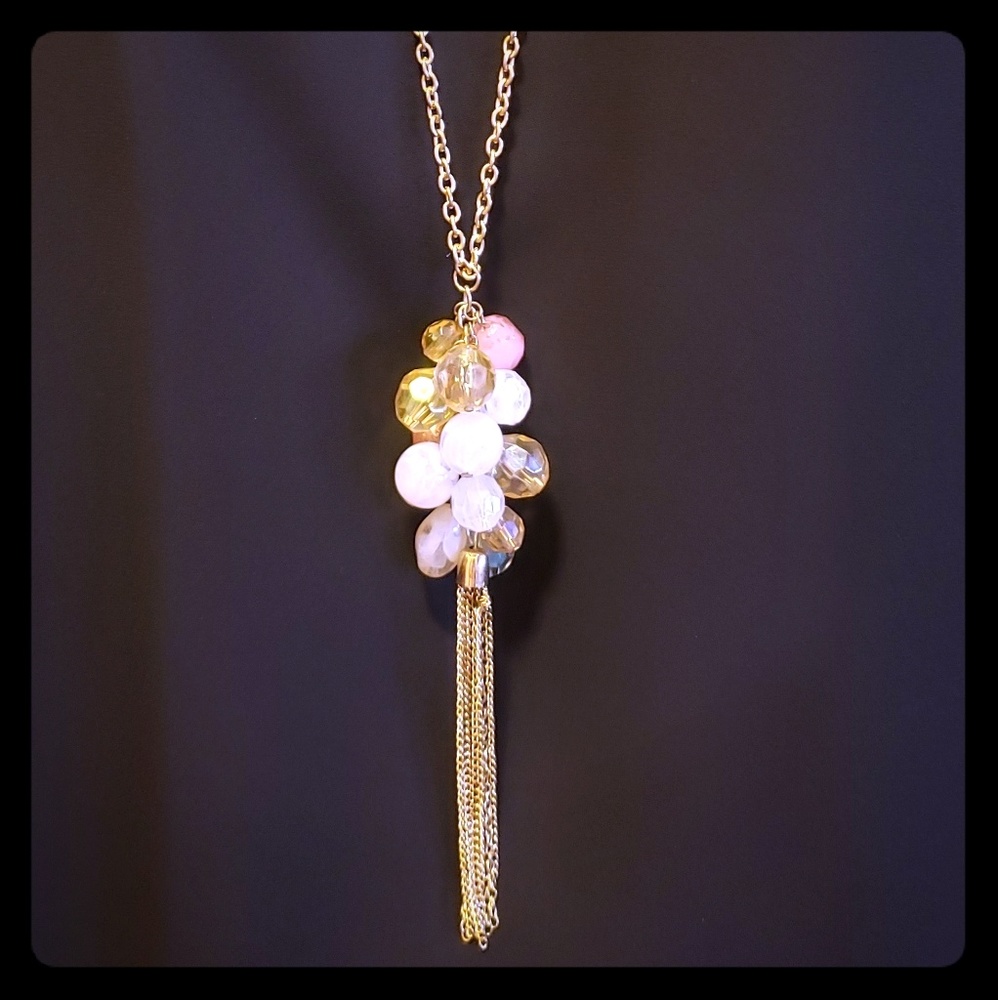 Women's long necklaces with "grape" style pendant